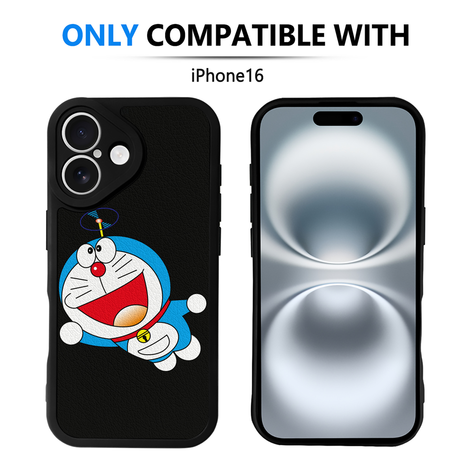（画像用） ドラえもん Doraemon 【iPhone 16シリーズ対応】シリコンスマホケース（レザー調） 材質：シリコン